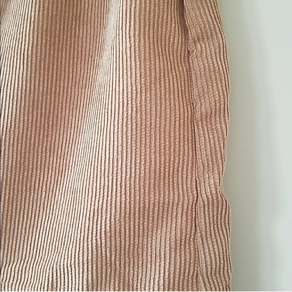 Tan Corduroy Button ZIp Up Mini Skirt - Picture 3 of 4